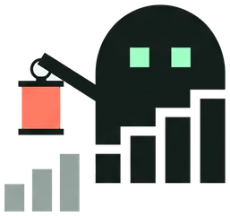 Tally holds a lantern over a small bar chart.
